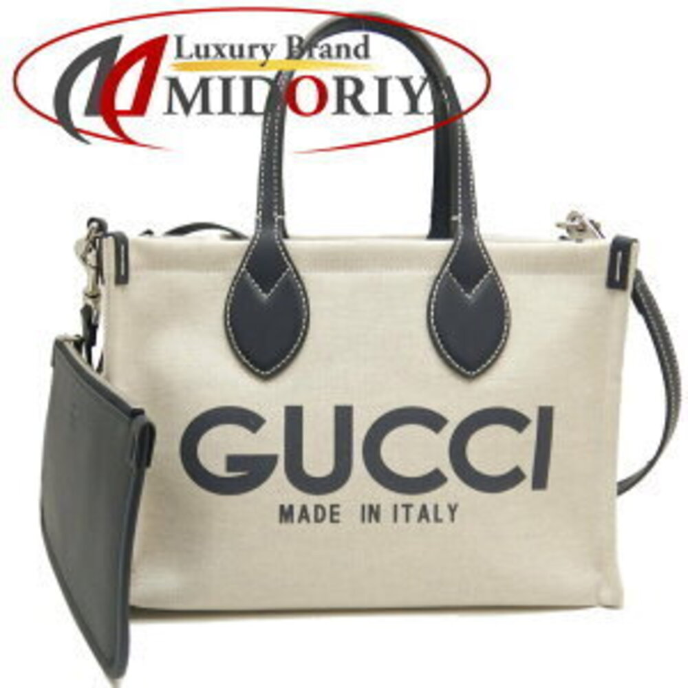 Gucci Lido Tote canvas bag beige Navy Blue